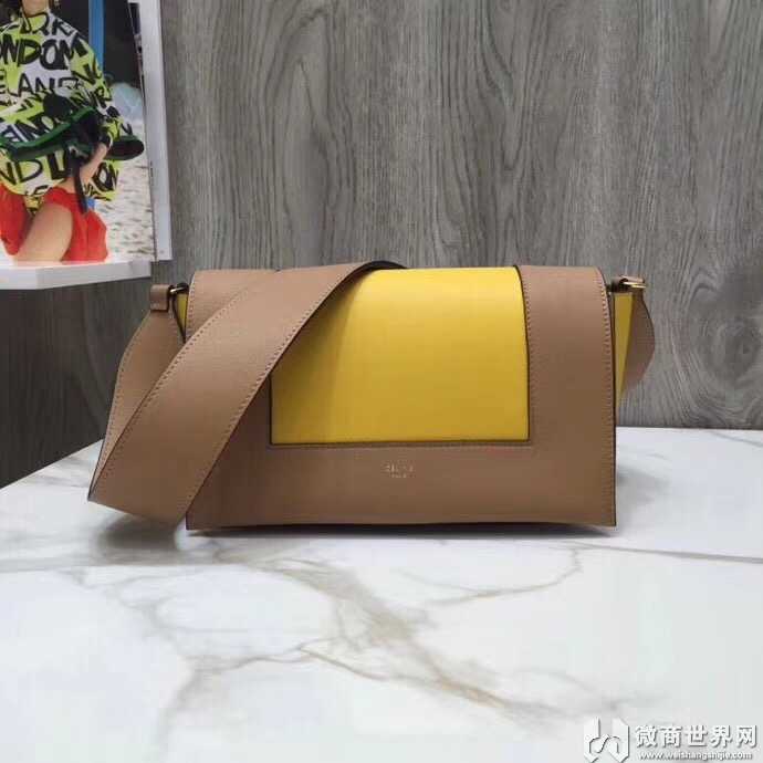 品牌包包，celine frame亮泽光滑小牛皮手袋