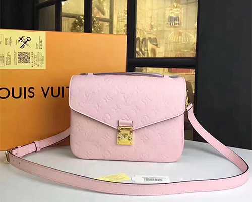 标注louis vuitton 女士粉牛皮pochette metis 单肩包 手提包