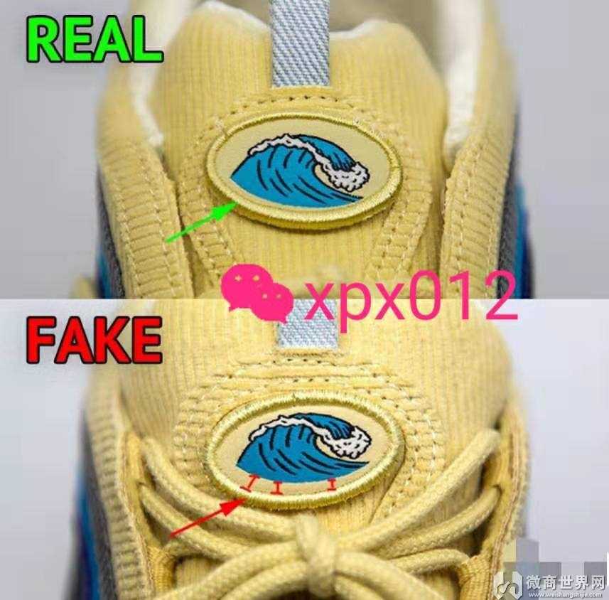 nk air max97灯芯绒真假图文对比，max97灯芯绒真假对比