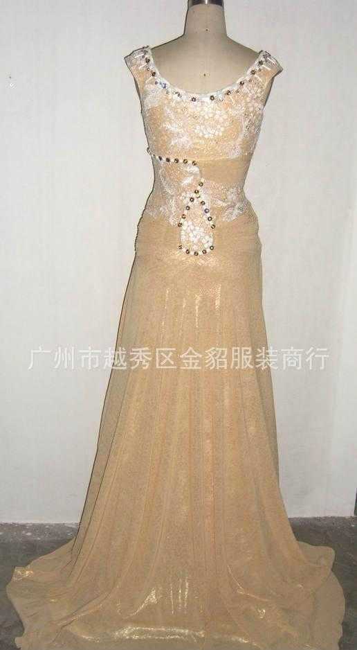 蕾丝花电脑绣片晚礼服evening dress 婚纱礼服厂