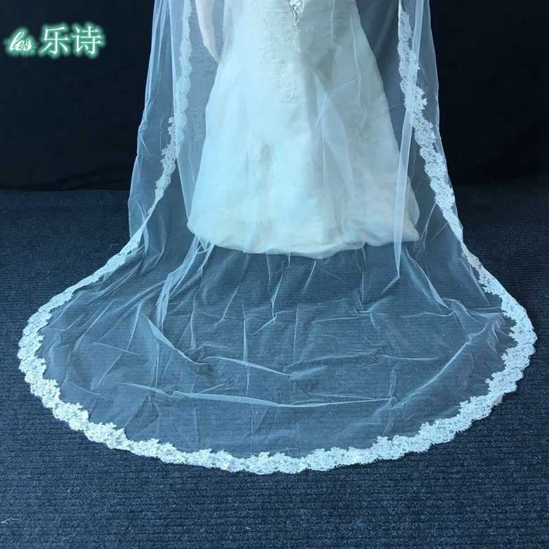 婚礼礼服头纱 欧式长款花边新娘礼服头纱