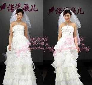 诺漫歌儿婚纱礼服新款时尚花朵抹胸婚纱实物wedding dress