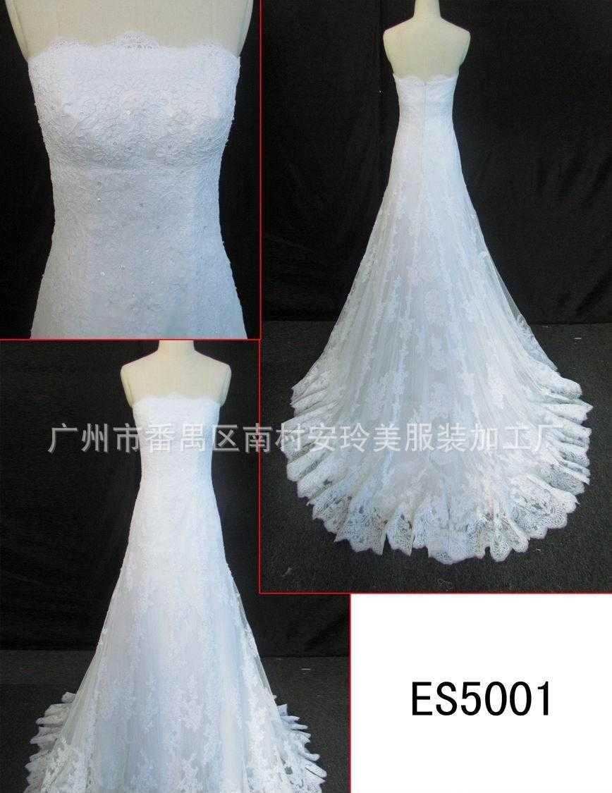 皇室a线修身 韩版婚纱 广州婚纱批发 韩版蕾丝婚纱 es5001婚纱