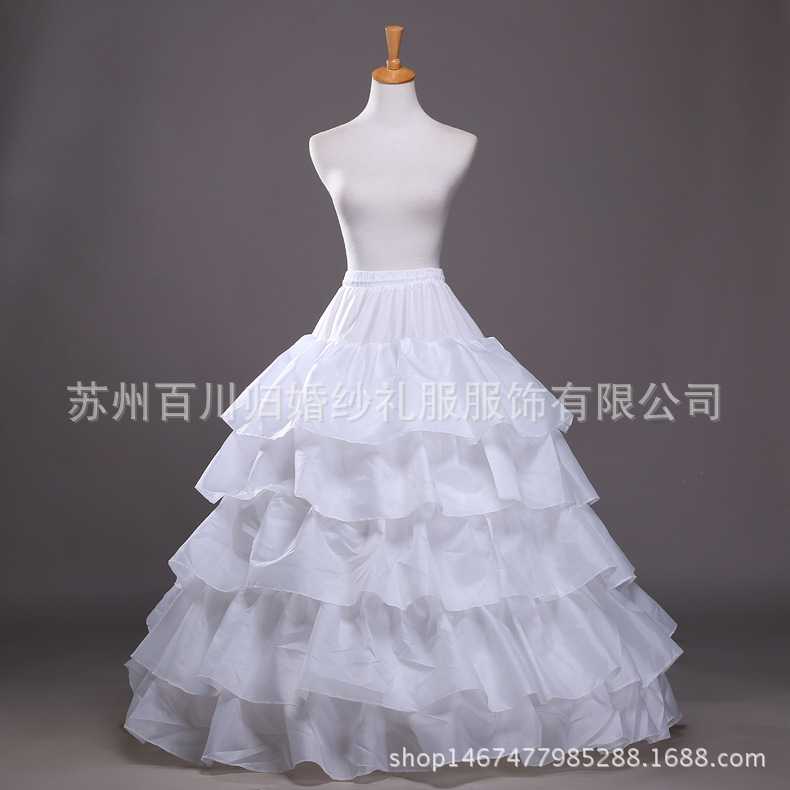 四钢圈五层荷叶欧根纱婚纱衬裙外贸爆款wedding petticoat