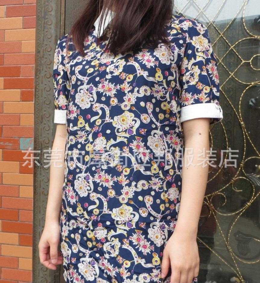 夏装新款韩版连衣裙 品牌女装印花短袖雪纺连衣裙夏季 连衣裙