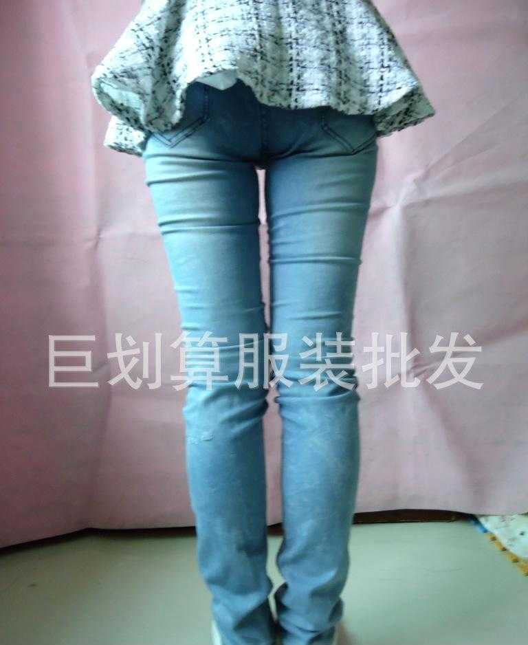 杂款韩版瑞丽风格褶皱女士铅笔小脚牛仔裤清仓整单欧码库存牛仔裤