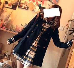 552#~复古学院风双排扣学生服风衣外套