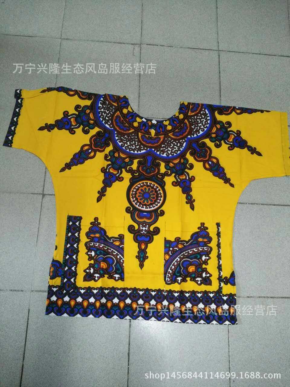 速卖通非洲民族服饰大喜吉装dashiki男装外贸棉麻短袖衬衫