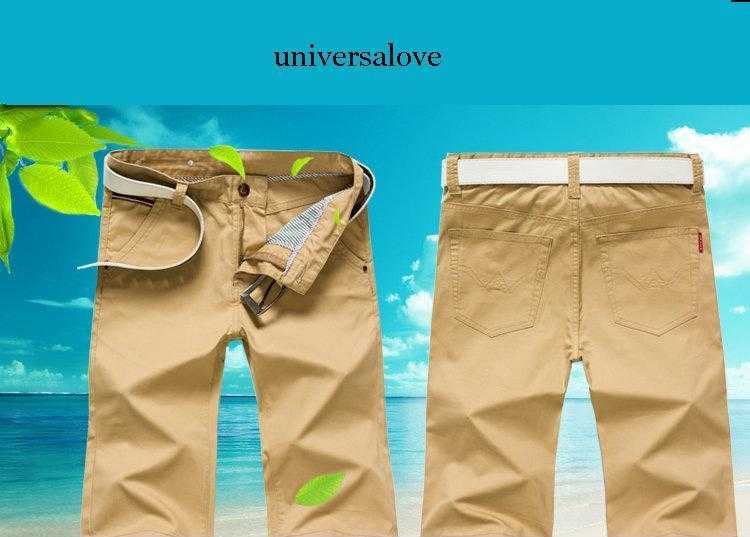 universalove 硕爱夏装休闲裤五分裤黑色黄色中腰直筒裤男士短裤