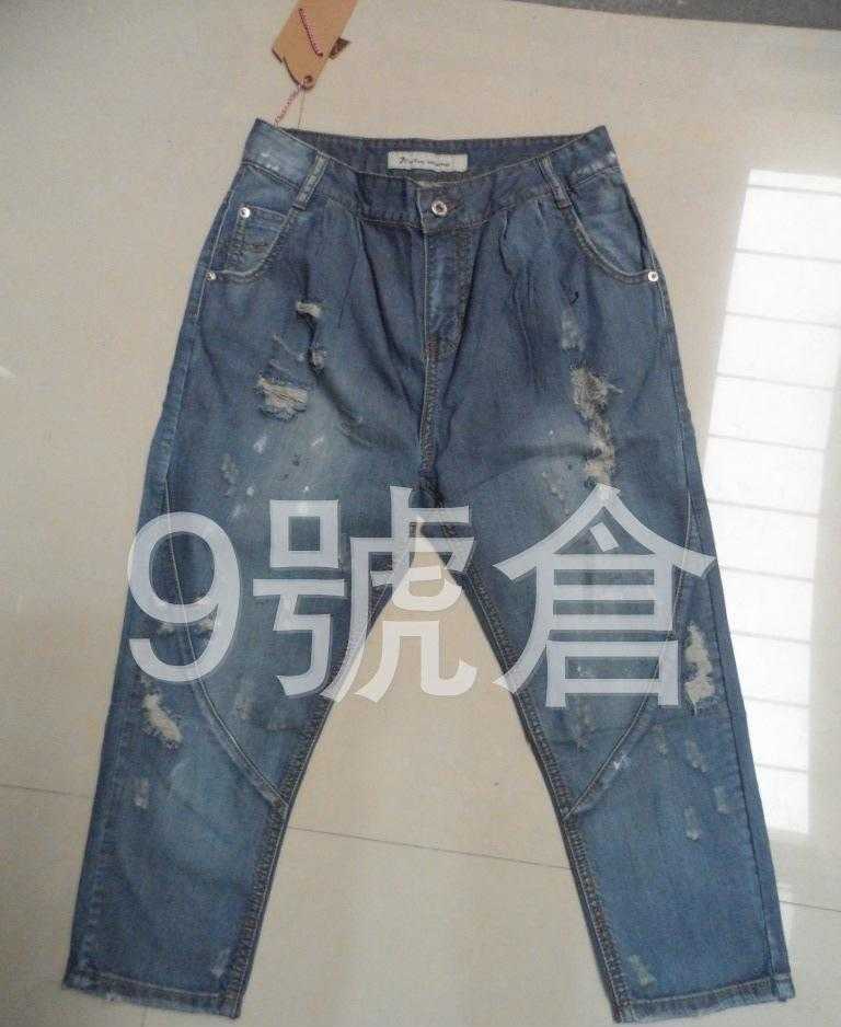 12ping fang 品牌女装休闲棉牛仔8分裤