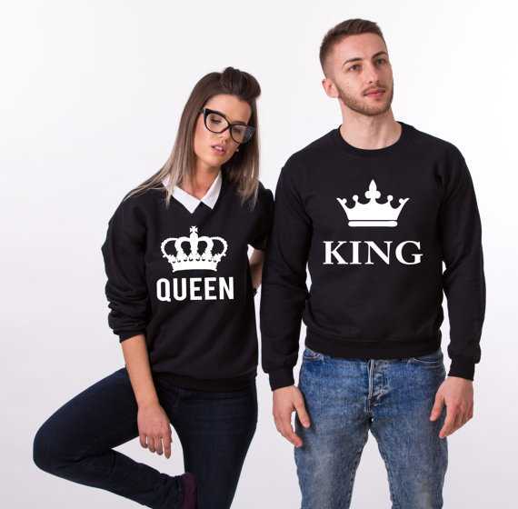 皇冠king queen秋冬新款男女情侣装国王加绒加厚卫衣欧美