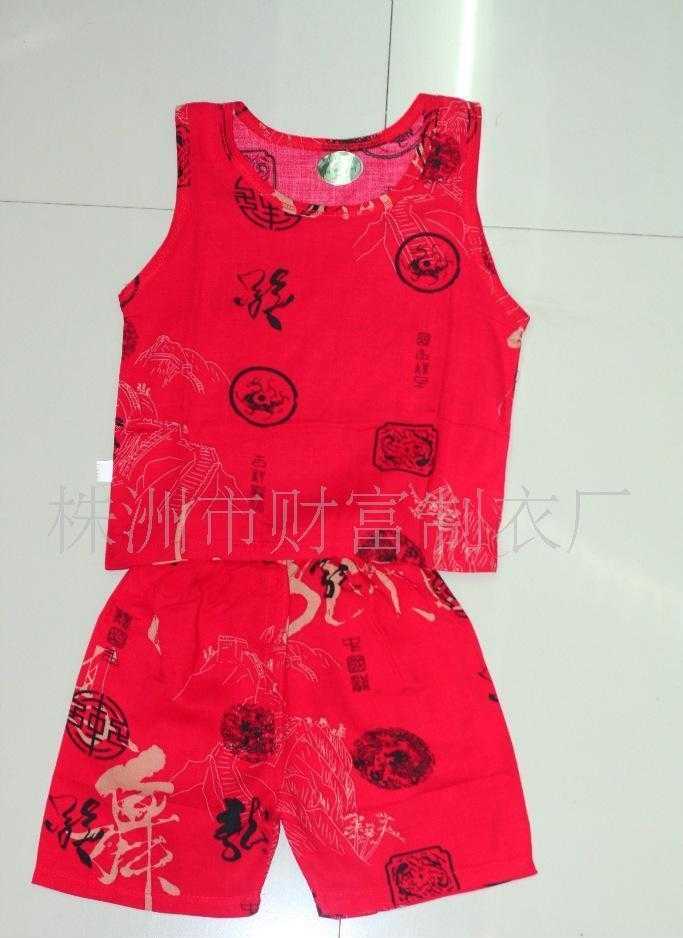 厂家直销供应商棉绸童装套装批发服装家居服绵绸背心套装睡衣