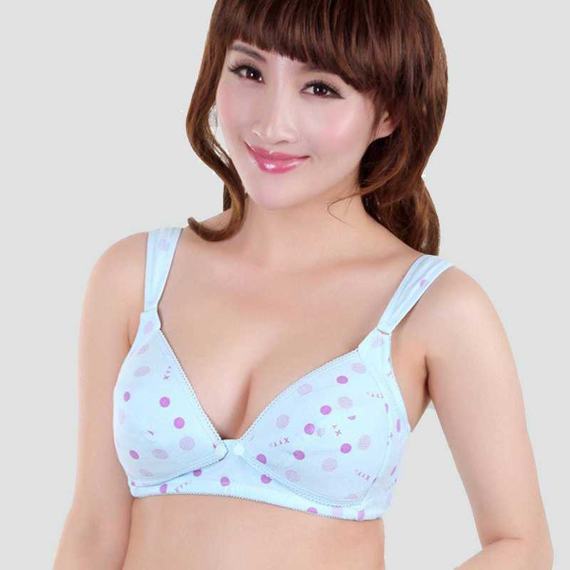 纯棉哺乳文胸印花舒适无钢圈前开扣式内衣喂奶胸罩