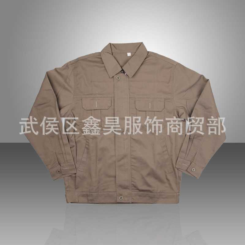 工作服定做 涤棉驼色冬季工作服长袖 耐磨工程劳保服套装