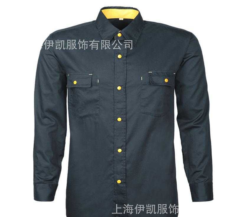 秋季外套长袖工作服定做全棉高密斜长袖工作服批发工装服制