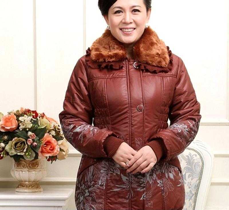 秋冬中老年女装 棉衣加大码收腰加厚保暖中长款棉服女装外套