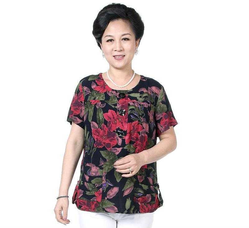 厂家中老年女装夏装短袖特大码妈妈夏装短袖50岁妈妈衣服老人批发